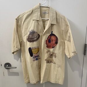 Beige Graphic Short Sleeve Shirt